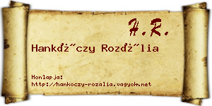 Hankóczy Rozália névjegykártya